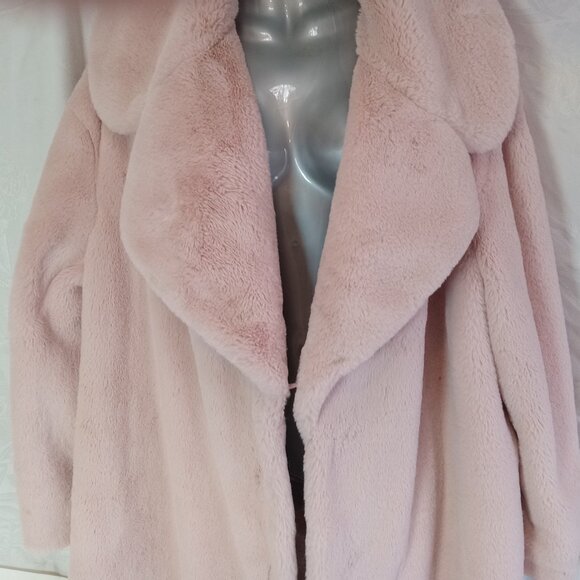 Adrienne Landau Coat Women’s 2XL Pink Faux Fur Long Winter Plus Size Plush - Picture 2 of 16